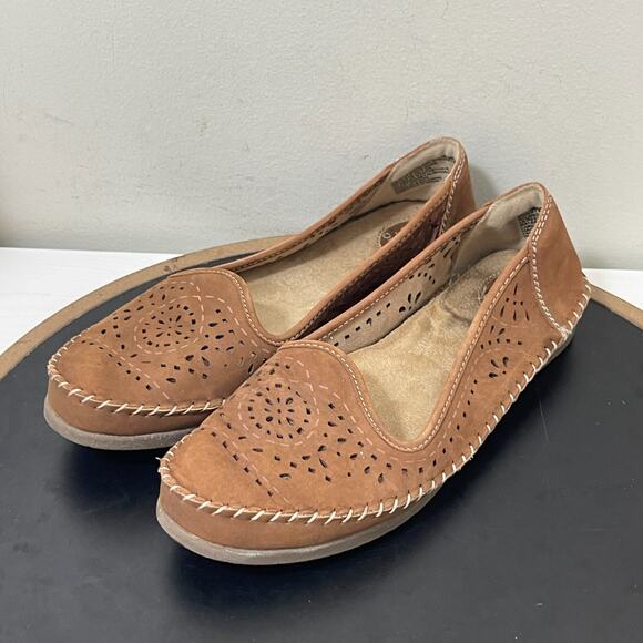 SoftWalk Lindsey Almond Brown Leather Slip-On Flats Womenβ Size 8.5β9 Comfort - Picture 4 of 12
